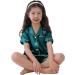 SWOMOG Kids Silk Pyjamas Set - Short Sleeve Satin PJs for Boys & Girls | Button-Down Silky Nightwear | Children Sleepwear for Ages 6-7 | Green - Buy Online on SooperMarket.com