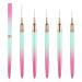 WLLHYF 5 Pieces Nail Art Liner Brush Painting Nail Art Brush Long Line Detail Fine Drawing Nail Point Drawing Tool Set 7mm/9mm/11mm/15mm/25mm (Pink Greenish)