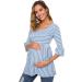 Love2Mi Maternity Blouse - A-Line Pregnancy Shirt - 3/4 Bell-Sleeve - Sky Blue Stripe - Size L - Buy Online on SooperMarket.com