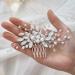 Unicra Bridal Wedding Hair Comb Silver Crystal Bridal Hair Accessories Pearl Headpiece for Women and Girls