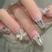 Long Press on Nails Long False Nail French Tip Fake Nails with 3D Butterfly Rhinestones Designs Glossy Full Cover Acrylic Nails for Women False Nails & Accessories - Buy Online on SooperMarket.com
