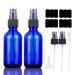 60ml blue spray bottle glass empty small refillable reusable travel fine fog spray bottles for hair cleaning aromatherapy and essential oil with additional fog spray (2 pieces) 2 x 60ml blue