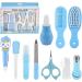 Baby First Healthcare and Grooming Kit 10 in 1. Hair Comb & Brush  Nail Clipper  Nasal Aspirator  Medicine Dropper  Finger Toothbrush  Round-tip Scissor. Baby Shower Gifts  Baby Essential kit (Blue)