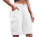 Women's Camo Cargo Shorts | Button Fly with Pockets | Solid Color Knee-Length Summer Shorts - Buy Online on SooperMarket.com