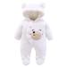 puseky Newborn Baby Cartoon Bear Snowsuit Winter Coat Fleece Hooded Footed Romper Jumpsuit Unisex Baby Winter Clothes Bodysuit 0-3 Months White