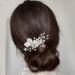 Handcess Bridal Pearls Hair Comb Splitter Rhinestone Flowers Hairpieces Crystal Bridal Side Combs Leaf Wedding Hair Accessories for Women and Girls - Buy Online on SooperMarket.com