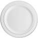 Munfix 100 Piece White Silver Rim Plastic Party Plates - 10.25 Inch Premium Heavy Duty Dinner Plates for Wedding - Elegant & Fancy Disposable Plates - Buy Online on SooperMarket.com