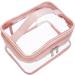 HAOGUAGUA Double Layer Clear Cosmetic Bag | Waterproof Travel Toiletry Bag | Transparent PVC Hair & Nail Accessories Pouch | Pink Beach Bag Organizer - Buy Online on SooperMarket.com