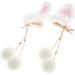 HOLIDYOYO 1 Pair Bunny Ear Hair Clip Bunny Hair Clips for Girls Barrettes for Girls Hair Clip for Girls Japanese Hair Accessories Girls Hairpin Tiara Tassel China Plush Girl Child