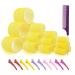Jumbo Hair Rollers Set Hair Rollers Self Grip Curlers For Long Hair No Heat Curlers Heatless Hair Rollers With Clips & Comb 24 Packs (Yellow 24Pcs)