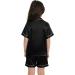 SWOMOG Kids Silk Pyjamas Set | Short Sleeve Satin PJs for Boys & Girls | Button-Down Silky Nightwear for Children & Teens | Black, Ages 8-9 - Buy Online on SooperMarket.com