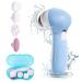 MOSCHOW Face Cleansing Brush with Travel Case 4-in-1 Set Waterproof Facial Cleansing Brush with 4 Exfoliating Brush Heads for Deep Cleansing (Blue)