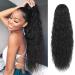 AFNOTE Long Curly Drawstring Ponytail Extension 24 inch Synthetic Heat Resistant Fake Ponytail Curly Wavy Clip in Ponytails Hair Extensions for Women (Black)