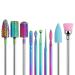 BELICOO Nail Drill Bits Sets 10pcs Professional Electric Nail Files Drill 3/32 Inches Tungsten Steel Diamanten Cuticle Nail Drill Tool Home Nail Salon - Rainbow) Rainbow-professional