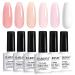 RARJSM Nude Gel Polish for French Manicure,Sheer Jelly Pink Gel Nail Polish Set of 6 Transparent Colors Clear Light Brown Pure White Neutral Nail Varnish LED UV Curing Requires 7.5ml for Home Salon Frech Manicure Set
