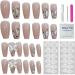 Long Press on Nails Long False Nail French Tip Fake Nails with 3D Butterfly Rhinestones Designs Glossy Full Cover Acrylic Nails for Women False Nails & Accessories - Buy Online on SooperMarket.com