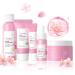 Skin Care Set Cherry Blossom Skin Care Sets & Kits Skin Care for Teenage Girls Gift Set with Cleanser Toner Serum Eye Cream Facial Cream Facial Skin Care Sets & Kits for Teenage Girls Women Cherry Blossom-5Pcs