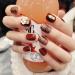 Sethexy Glossy Squoval Short False Nails Flower Glitter Rhinestone Studs Wine Full Cover Acrylic Fake Nails Tips for Women and Girls - Buy Online on SooperMarket.com
