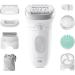 Braun Silk- pil 7 SkinSpa All-in-One Set | Best Epilator & Hair Remover for Women | Long-Lasting Hair Removal & Massage Attachment - White/Silver - Buy Online on SooperMarket.com