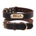 Tagme personalized dog collar made of leather with engraved name and telephone number/dog collar made of real leather for small dogs/brown s (1 Pack) brown