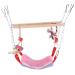 Parrot Swing Ladder Pets Birds Climbing Toy Wood Ladder Warm Hammock Cotton Rope Cage Hanging Decor for Small Animals Ferret Parrots Rat Hamster (Pink)