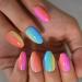 Buy Shiny Colorful Press On Nails | Ombr Rainbow Fake Nails Set - 24pcs Medium Size - Buy Online on SooperMarket.com