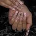 RikView French Tip Press on Nails Long Fake Nails Square Acrylic Nails Pink Nails for Women 24 PCs/Set(Long Square Pink)