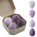 Makeup Sponge Blender 4 Pcs Beauty Blender Foundation Sponges Set with 1 Sponge Holder Case Professional Non Latex Beauty Applicator Set for Cream Liquid and Powder (Purple)