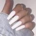 Brishow Coffin False Nails Long Fake Nails Pure Color Ballerina Stick on Nails Full Cover Acrylic Press on Nails for Women and Girls (White)