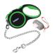 Etechydra retractable dog leash durable with anti-bite steel chain dog leash 5 m with chain linen nylon strap roller linen pull-out dog leash for medium-sized big dogs green