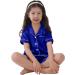 SWOMOG Kids Silk Pyjamas| Short Sleeve Satin PJs Sets for Boys & Girls| Blue, Ages 6-7| Button-Down Silky Nightwear for Children & Teens - Buy Online on SooperMarket.com