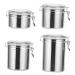 Zerodeko 4pcs Stainless Steel Freshness Container with Lid Metal Container Kitchen Pantry Organizer Travel Nuts Container Coffee Container Tea Bottle Food Container Household Storage Bottle