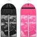 POFET 2pcs Fashion Hair Extensions Wig Storage Bag Holder Case Protector + Hanger - Black and Pink