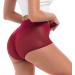 Women High Waist Mesh Tulle Spliced Yoga Shorts in Wine Red - Medium - Buy Online on SooperMarket.com