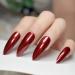 UrtjSDG Artificial nails Extra Long Sharf Stiletto wrong nails tips Claret-red red lace stilettos gel salon party press fake nail art