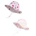 LANGZHEN Beach Sun Protection Hat for Baby Girls Adjustable Toddler Kids Hat Wide Brim Summer Play Hat with Chin Strap Flamingo-Pink+White -Strawberry 6-12 Months