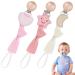 Vicloon 3 Pcs Baby Dummy Clips Dummy Clip Boys Girls Wooden Dummy Clips for Baby Soother Pacifier Chain Holder Clips BPA Free Baby Dummy Chain for Teether Toy or Soothie pink/beige