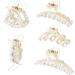 6 Pieces Artificial Pearl Hair Claw Clips Champagne Retro Hair Clamps Medium Small Non Slip Barrettes Decorative Hair Clips Hair Accessories for Women Girls  6 Styles