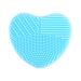 LIZEALUCKY Silicone Makeup Brush Cleaner Scrubber Cosmetic Cleaning Pad and Quick Color Removal Sponge Heart Shaped Washing Scrubber Mat(Blue)
