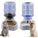 Zcaukya Automatic Cat Feeder and Water Dispenser Set, 1 Gal x 2 Gravity Dog Water Fountain Pet Food Feeder grey