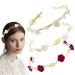 Rose Pearl Headband 3 Women's Headband with Rose Beads Red White Dirndl Hair Accessories Metal Rose Hair Accessories Rose Hair Band Oktoberfest Wedding Hair Accessories for Parties Festivals