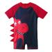 HUAANIUE Baby Boys Swimsuit Hat Short Sleeve One Piece Swimwear Zip Rash Guard Sun Protection Wetsuit Cap UPF 50+ 6M-4Y Swimming Hat Bathing Beachwear 6-12 Months 03 Reddinosaur Swimwear