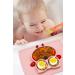 Qshare Toddler Plate | Portable BPA-Free Silicone Suction Plate for Kids | Dishwasher & Microwave Safe | 11x8x1 inch | Cream Pink - Buy Online on SooperMarket.com