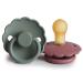 FRIGG Daisy Natural Rubber Baby Pacifier | Made in Denmark | BPA-Free (Dusty Rose/Lily Pad 0-6 Months) 2-Pack