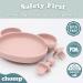 Suction Plate Baby Cutlery Set Chomp - Includes Baby Toothbrush, Weaning Set, Spoon, Fork, Suction Bowls - Rose Pink | Dishwasher Safe - Buy Online on SooperMarket.com