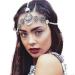 Missgrace Bohemian Vintage Dainty Silver Metal Chain Jewelry Headband Head Hair Band Tassels Pearl Bridal Head Chain for Women and Girls