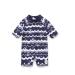 BONVERANO Baby Boys Swimsuit Toddler Bathing Suit Short-Sleeve Zipper One Piece Swimwear with UPF 50+ Sun Protection 6-9 Months Navy Wave