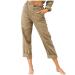 BFAFEN Cargo Pants Women Plus Size Cotton Linen Casual Pants Elastic Waist Straight Leg Trousers Solid Color Leggings Khaki X-Large
