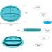 Yummy Baby Toddler Silicone Suction Divided Plate Bowl with Lid & Spoon/Straw - Blue Set | Non-Slip Feeding Dish - BPA Free - Buy Online on SooperMarket.com