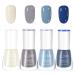 4 Pieces Blue Nail Polish Set - Quick Drying & Long-Lasting Blue Beige Grey Nail Polish - Non-Toxic Water-based Nail Polish - No UV Nail Polish for DIY Nail Art Manicure at Home (4 Pieces Blue Set)